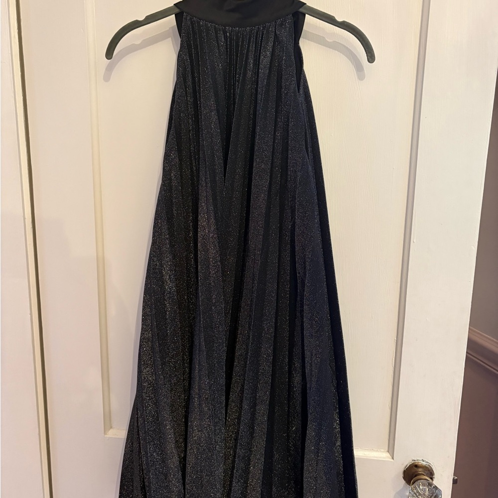 Zara Black Shimmer Halter Maxi Gown